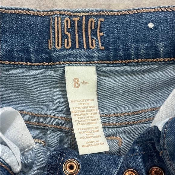 Justice Denim Blue Frayed Hem Shorts - Picture 2 of 2